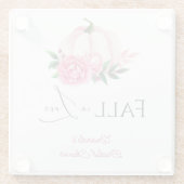 Herfst Liefde Blush Roze Pompoen Rustieke Bruidsdo Glazen Onderzetter (Achterkant)