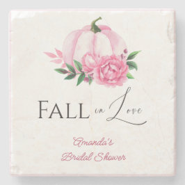 Herfst Liefde Blush Roze Pompoen Rustieke Bruidsdo Stenen Onderzetter