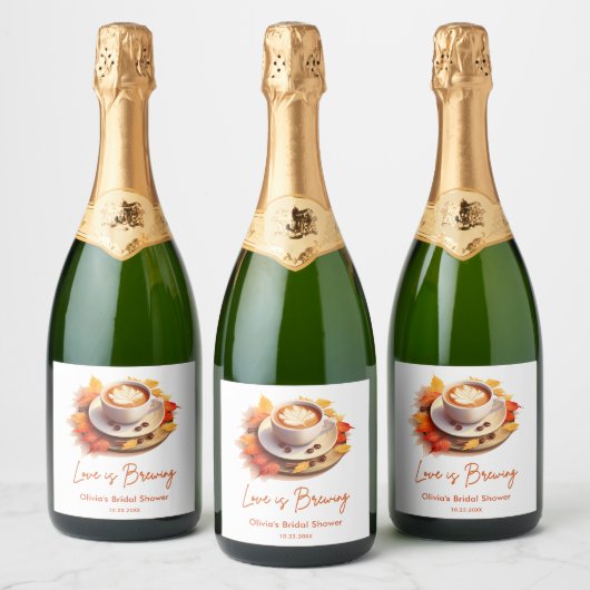 Herfst Liefde Bruist Bruids Bruiloft Sparkling Wijnetiket (Flessen)