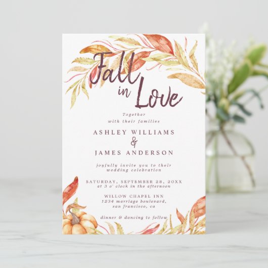 Herfst Liefde Gouden Loof Bruidsherfst Kaart (Staand voorkant)