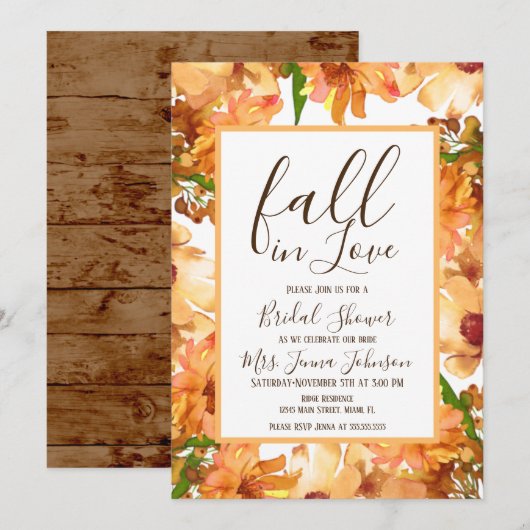 Herfst Liefde Groene Bruiloft Bridal Shower Rustie Kaart (Voorkant / Achterkant)