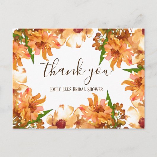 Herfst Liefde Groene Bruiloft Dank Je Wel Briefkaart (Voorkant)