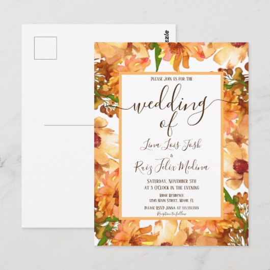 Herfst Liefde Groene Rustieke Trouwdag Briefkaart (Voorkant / Achterkant)