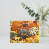 Herfst liefde herfstfoto laat pompoenen achter briefkaart (Staand voorkant)