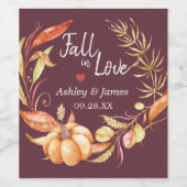 Herfst Liefde Herfstgebladerte Bourgondië Bruiloft Wijn Etiket (Enkel label)