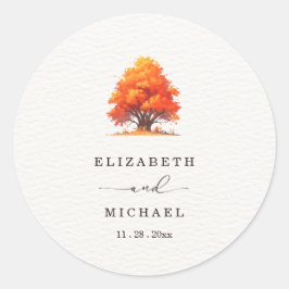 Herfst Liefde Huwelijk Elegant Herfst Huwelijk Ronde Sticker