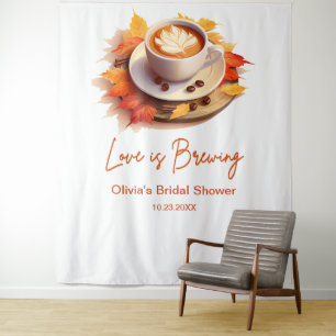 Herfst Liefde is aan het Bruisen Bruiloft Coffee B Wandkleed