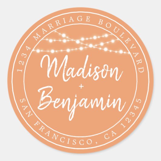 Herfst Liefde Landelijke Lichten Oranje Retouradre Ronde Sticker (Voorkant)