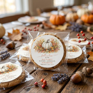 Herfst Liefde Pompoen Baby Shower Favor Ronde Sticker