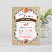 Herfst Liefde Pompoen Baby Shower Uitnodiging Jute (Staand voorkant)