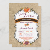 Herfst Liefde Pompoen Baby Shower Uitnodiging Jute (Voorkant / Achterkant)