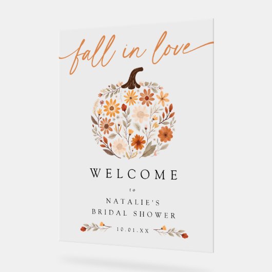 Herfst Liefde Pompoen Bruidsfeest Welkomstbord Acryl Bord (Hoek)