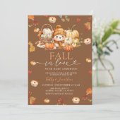 Herfst Liefde Pompoen Mand Beer Herfst Baby Shower Kaart (Staand voorkant)