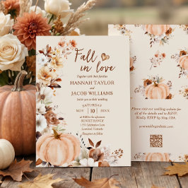 Herfst Liefde Pompoen QR Code Trouw Uitnodiging