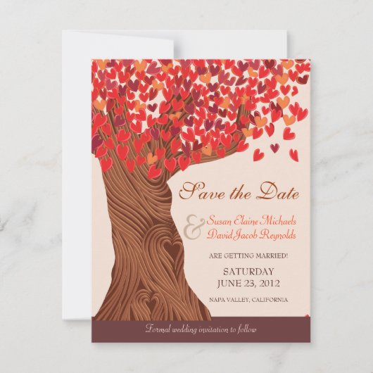Herfst Liefde Romantische Eik Bespaar de Datum Save The Date (Voorkant)