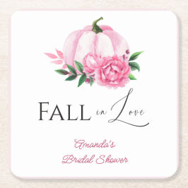 Herfst Liefde Roze Blos Pompoen Landelijke Bruidsd Kartonnen Onderzetters