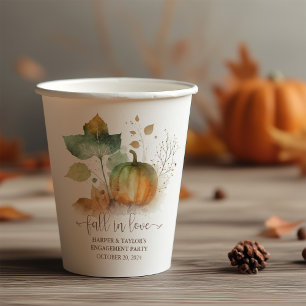 Herfst Liefde Rustieke Elegante Pompoen Papieren Bekers