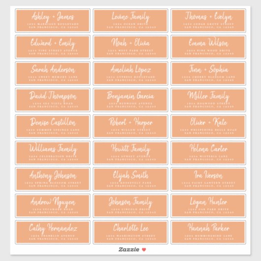 Herfst Liefde Script Oranje Gast Adreslabels Sticker (Vel)