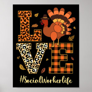Herfst Liefde Thanksgiving Sociale Arbeider najaar Poster