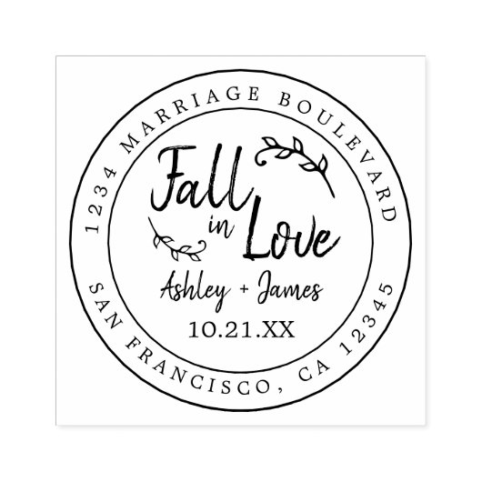 Herfst Liefde Toekomst Meneer Mevrouw Trouwdatum R Rubberstempel (Afrduk)