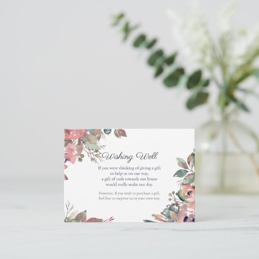 Herfst Liefde Waterverf Bloemen Wensen Goed Bruilo Informatiekaartje (Staand voorkant)