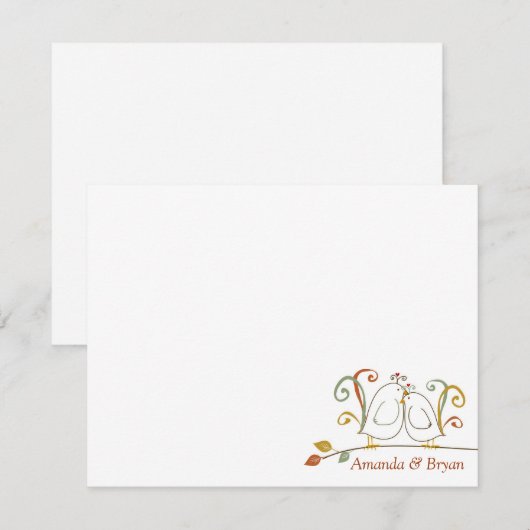 Herfst Liefdesvogels, Kantoorbriefkaarten Kaart (Voorkant / Achterkant)
