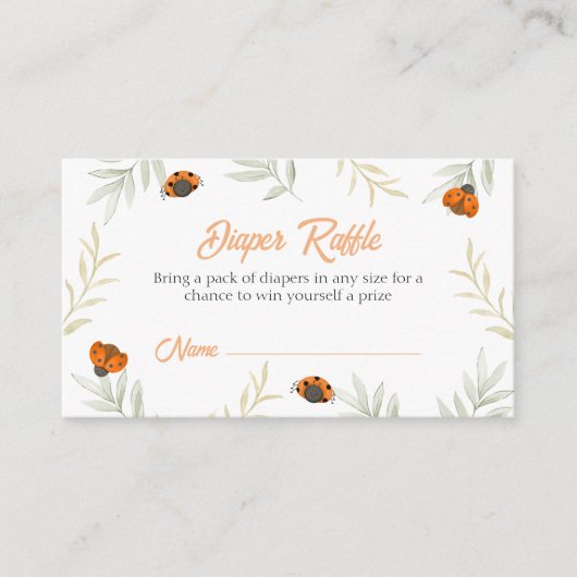 Herfst lieveheersbeestje groene luier Raffle Baby  Informatiekaartje (Voorkant)