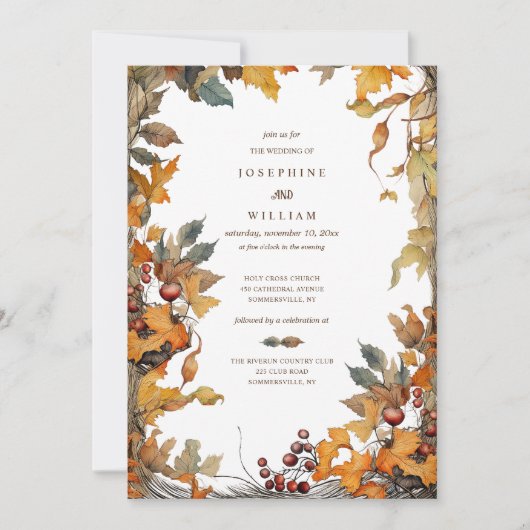 Herfst Lijst bruiloft uitnodiging (Voorkant)