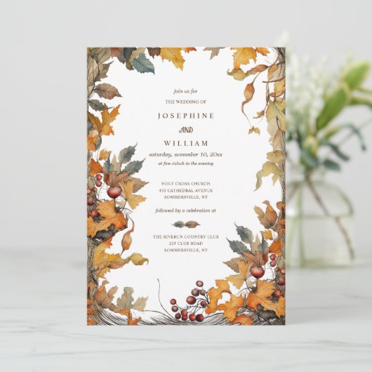 Herfst Lijst bruiloft uitnodiging (Staand voorkant)