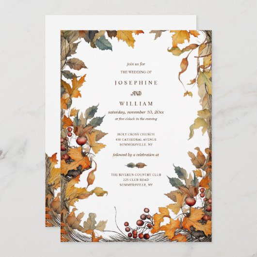 Herfst Lijst bruiloft uitnodiging (Voorkant / Achterkant)