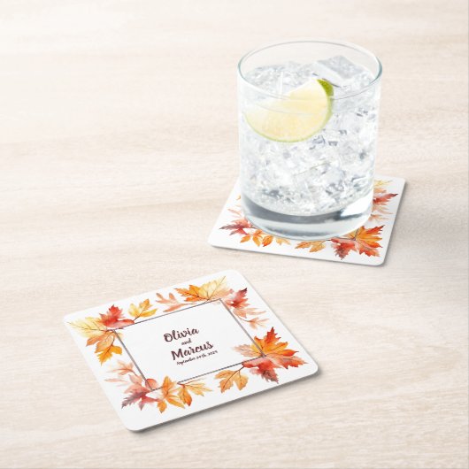 Herfst Lijst & Datum: Gepersonaliseerde bruiloft O Kartonnen Onderzetters (Insitu)