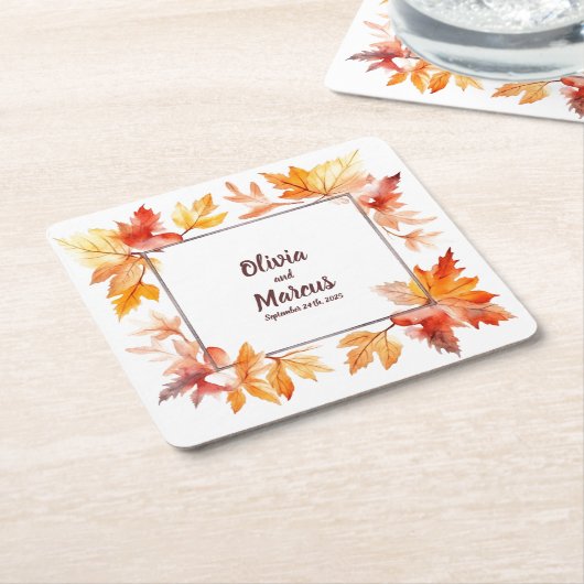 Herfst Lijst & Datum: Gepersonaliseerde bruiloft O Kartonnen Onderzetters (Schuin)