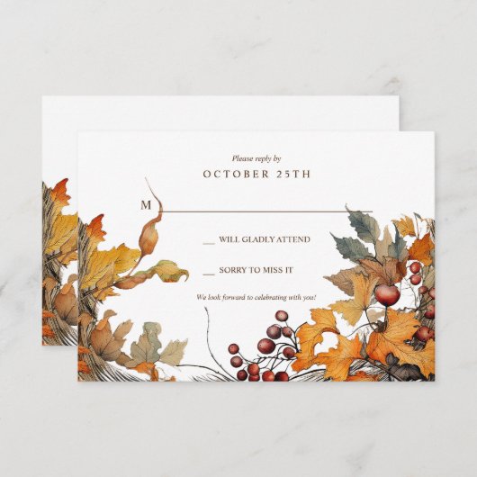 Herfst Lijst Response Kaart (Voorkant / Achterkant)