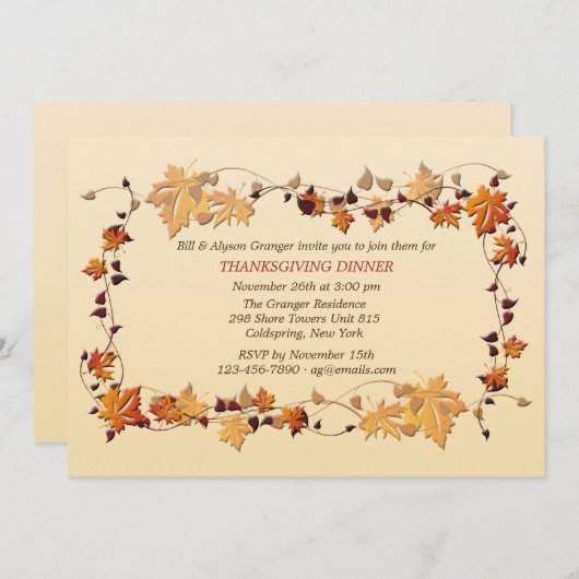 Herfst Lijst Uitnodiging (Voorkant / Achterkant)