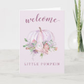 Herfst Lila pompoen en Floral New Baby Kaart (Voorkant)