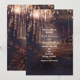 Herfst Lit Country Road Rustic Wedding Invitations Kaart