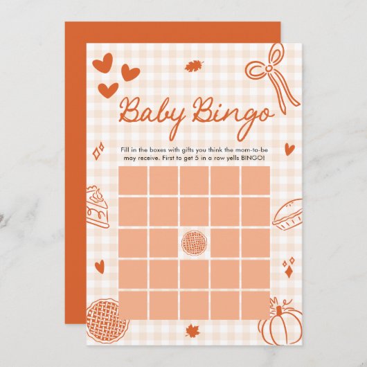 Herfst Little Cutie Pie Baby Bingo Baby shower Spe Kaart (Voorkant / Achterkant)