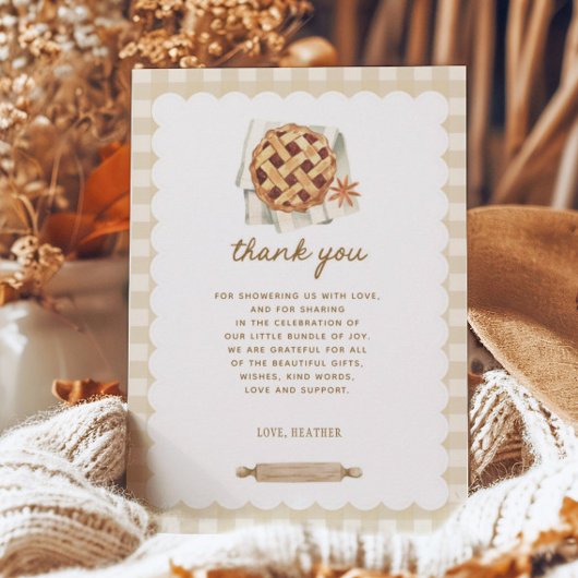 Herfst Little Cutie Pie Baby shower Bedankkaart