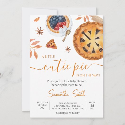 Herfst Little Cutie Pie Baby shower Kaart (Voorkant)