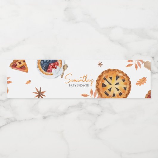 Herfst Little Cutie Pie Baby shower Waterfles Etiket (Enkel label)