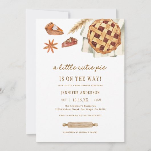 Herfst Little Cutie Pie is onderweg naar het Baby  Kaart (Voorkant)