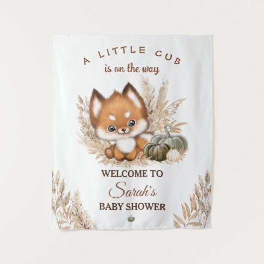 Herfst Little Fox Baby shower Welcome Sign. Wandkleed (Voorkant)