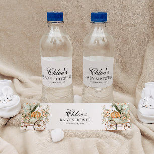 Herfst Little Pumpkin Autumn Baby shower Waterfles Etiket