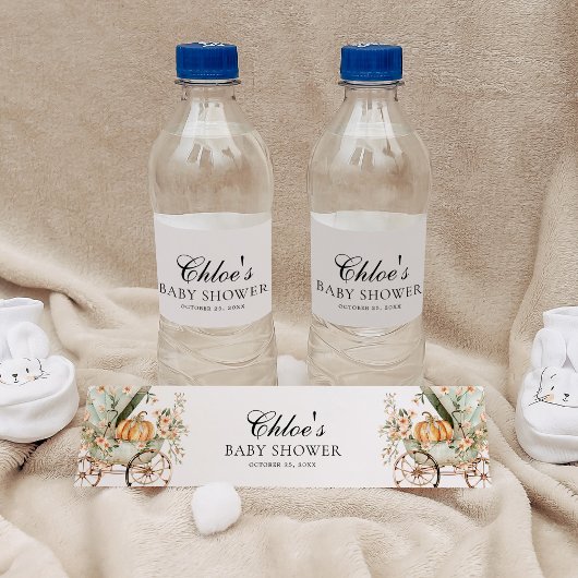 Herfst Little Pumpkin Autumn Baby shower Waterfles Etiket