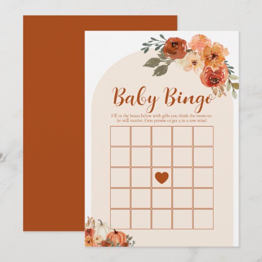 Herfst Little Pumpkin Baby Bingo Baby shower spel Kaart (Voorkant / Achterkant)