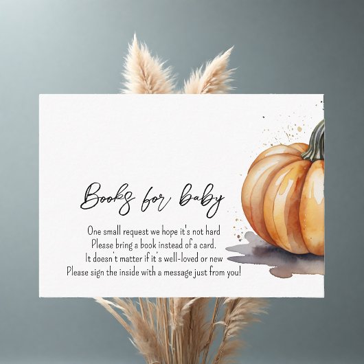 Herfst Little Pumpkin Baby shower Boeken voor Baby Informatiekaartje