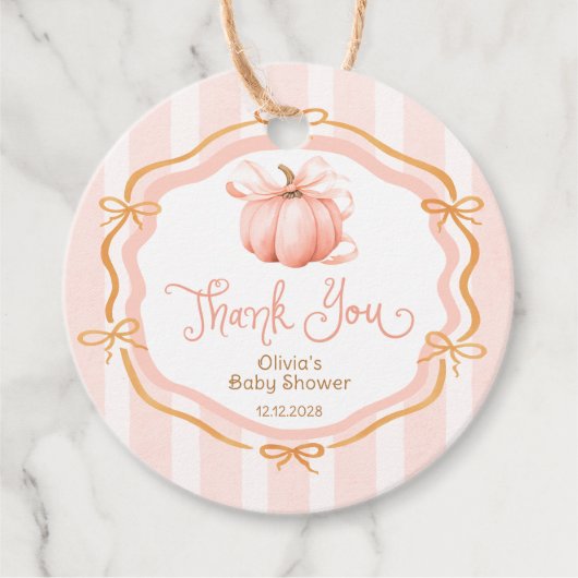 Herfst Little Pumpkin Baby shower Dank u Bedankjes Labels (Voorkant)