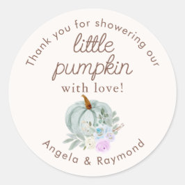 Herfst Little Pumpkin Baby shower Dank u Ronde Sticker