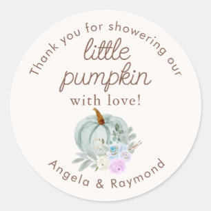 Herfst Little Pumpkin Baby shower Dank u Ronde Sticker