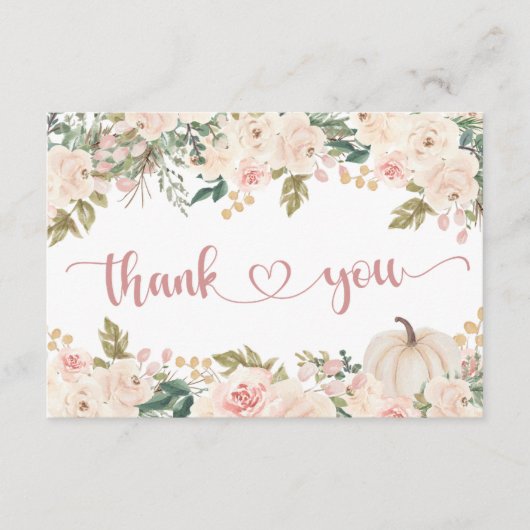 Herfst Little Pumpkin Baby shower Dank u wel Informatiekaartje (Voorkant)